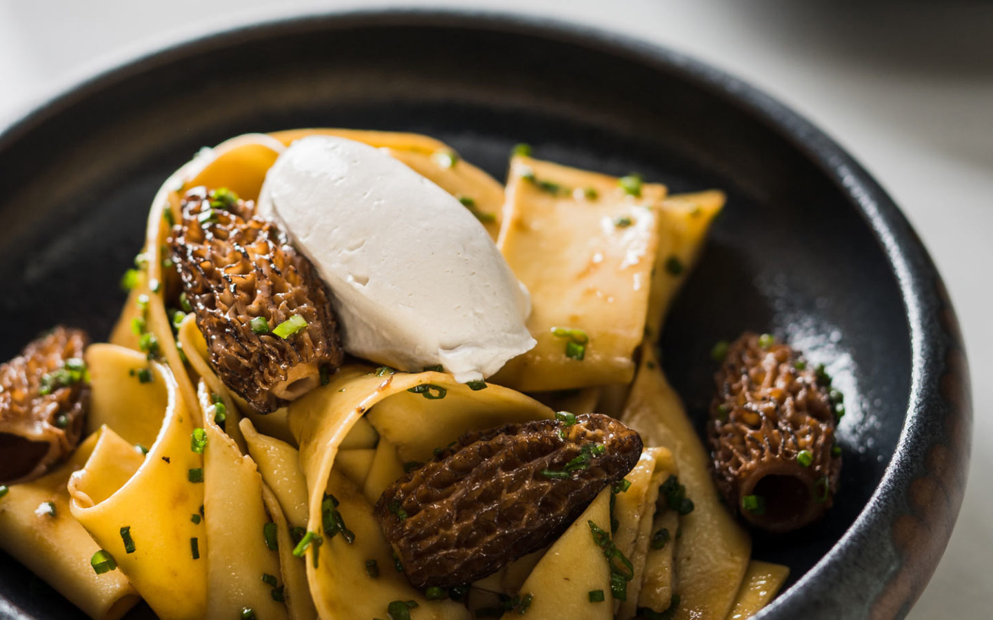 bowl of thick pasta noodles